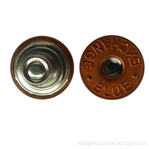Double prong jeans button, made of brass